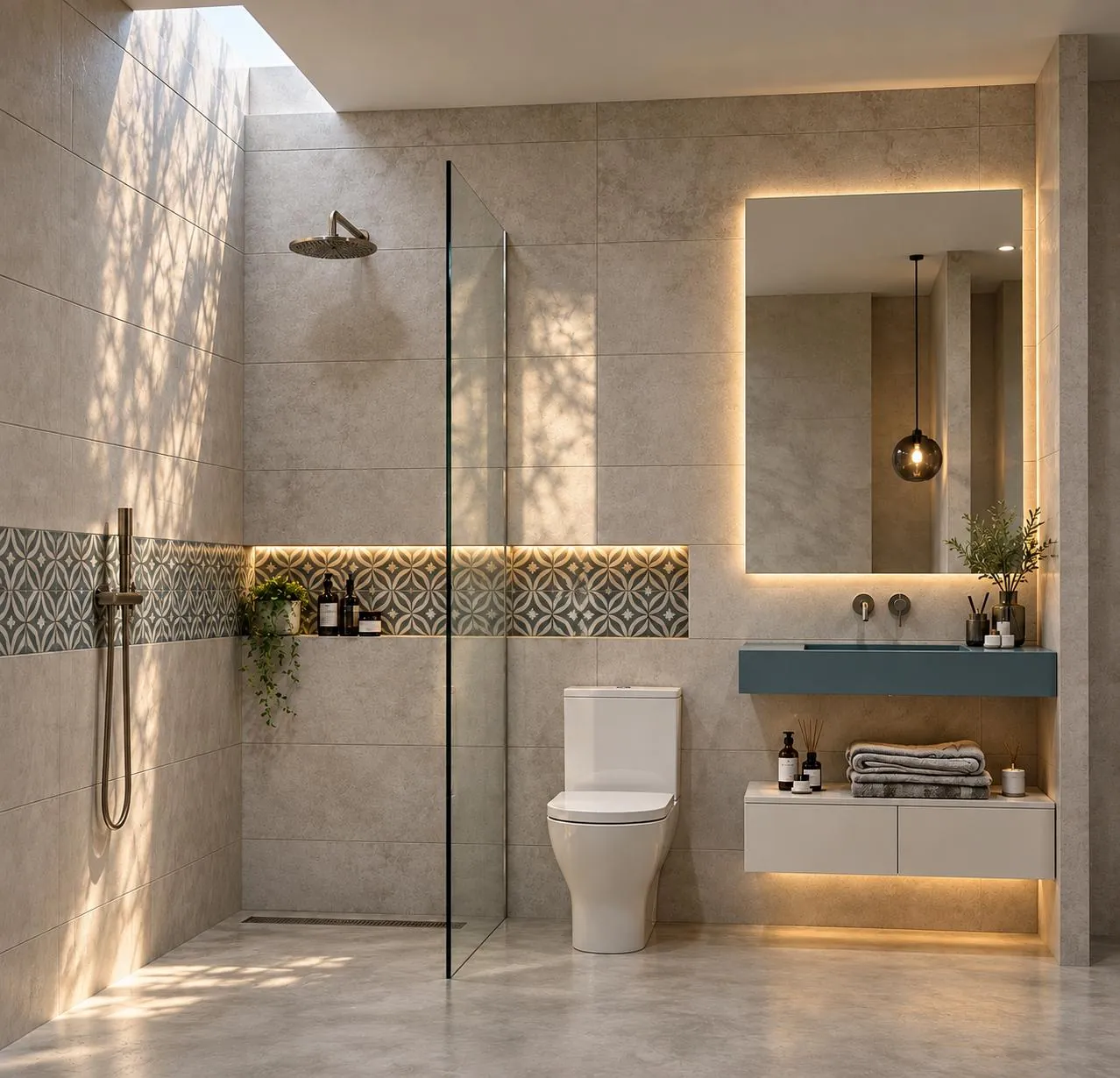 Baño de la primera planta, render